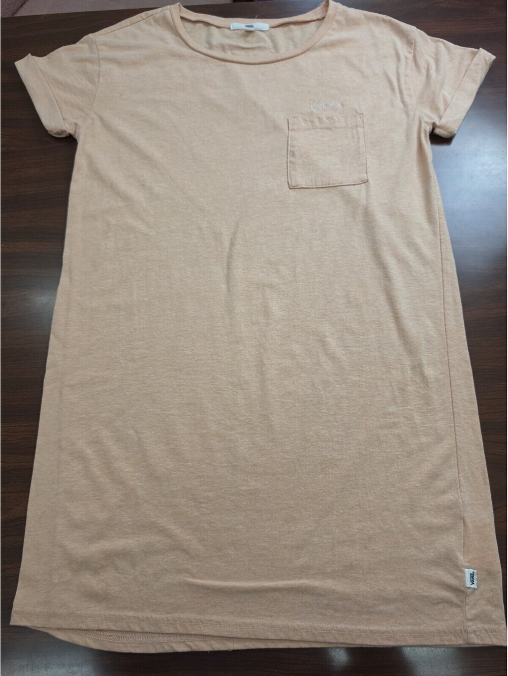 Vans Off The Wall T Shirt Dress XS Peach Pocket Tee Mini Skate Casual Y2K Retro